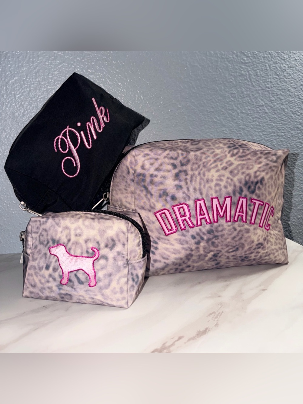Victoria’s Secret PINK Makeup Trio Bag Leopard Print